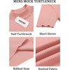 image:imageCOOFANDY Mens Mock Turtleneck Sweater Short Sleeve Casual Basic Tops Ribbed Knit Pullover Solid TeePink