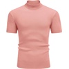 image:imageCOOFANDY Mens Mock Turtleneck Sweater Short Sleeve Casual Basic Tops Ribbed Knit Pullover Solid TeePink