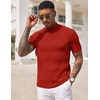 image:imageCOOFANDY Mens Mock Turtleneck Sweater Short Sleeve Casual Basic Tops Ribbed Knit Pullover Solid TeeRed
