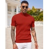 image:imageCOOFANDY Mens Mock Turtleneck Sweater Short Sleeve Casual Basic Tops Ribbed Knit Pullover Solid TeeRed