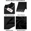 image:imageCOOFANDY Mens Mock Turtleneck Sweater Short Sleeve Casual Basic Tops Ribbed Knit Pullover Solid TeeStriped Black