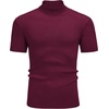 image:imageCOOFANDY Mens Mock Turtleneck Sweater Short Sleeve Casual Basic Tops Ribbed Knit Pullover Solid TeeWine Red