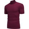 image:imageCOOFANDY Mens Mock Turtleneck Sweater Short Sleeve Casual Basic Tops Ribbed Knit Pullover Solid TeeWine Red
