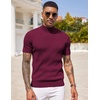 image:imageCOOFANDY Mens Mock Turtleneck Sweater Short Sleeve Casual Basic Tops Ribbed Knit Pullover Solid TeeWine Red