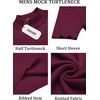 image:imageCOOFANDY Mens Mock Turtleneck Sweater Short Sleeve Casual Basic Tops Ribbed Knit Pullover Solid TeeWine Red