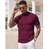 image:imageCOOFANDY Mens Mock Turtleneck Sweater Short Sleeve Casual Basic Tops Ribbed Knit Pullover Solid TeeWine Red