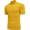 image:imageCOOFANDY Mens Mock Turtleneck Sweater Short Sleeve Casual Basic Tops Ribbed Knit Pullover Solid TeeYellow