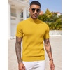 image:imageCOOFANDY Mens Mock Turtleneck Sweater Short Sleeve Casual Basic Tops Ribbed Knit Pullover Solid TeeYellow