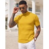image:imageCOOFANDY Mens Mock Turtleneck Sweater Short Sleeve Casual Basic Tops Ribbed Knit Pullover Solid TeeYellow