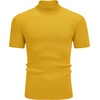 image:imageCOOFANDY Mens Mock Turtleneck Sweater Short Sleeve Casual Basic Tops Ribbed Knit Pullover Solid TeeYellow
