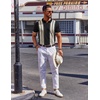 image:imageCOOFANDY Mens Polo Shirts Short Sleeve Casual Knit Polo Shirt Vintage Golf T Shirts Old Money TopsBlack  Beige