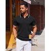 image:imageCOOFANDY Mens Polo Shirts Short Sleeve Casual Knit Polo Shirt Vintage Golf T Shirts Old Money TopsBlack