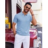 image:imageCOOFANDY Mens Polo Shirts Short Sleeve Casual Knit Polo Shirt Vintage Golf T Shirts Old Money TopsBlue