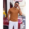 image:imageCOOFANDY Mens Polo Shirts Short Sleeve Casual Knit Polo Shirt Vintage Golf T Shirts Old Money TopsBrown
