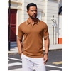 image:imageCOOFANDY Mens Polo Shirts Short Sleeve Casual Knit Polo Shirt Vintage Golf T Shirts Old Money TopsBrown