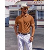 image:imageCOOFANDY Mens Polo Shirts Short Sleeve Casual Knit Polo Shirt Vintage Golf T Shirts Old Money TopsBrown