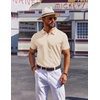 image:imageCOOFANDY Mens Polo Shirts Short Sleeve Casual Knit Polo Shirt Vintage Golf T Shirts Old Money TopsChampagne