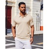 image:imageCOOFANDY Mens Polo Shirts Short Sleeve Casual Knit Polo Shirt Vintage Golf T Shirts Old Money TopsChampagne