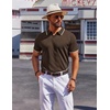 image:imageCOOFANDY Mens Polo Shirts Short Sleeve Casual Knit Polo Shirt Vintage Golf T Shirts Old Money TopsChestnut Brown