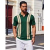 image:imageCOOFANDY Mens Polo Shirts Short Sleeve Casual Knit Polo Shirt Vintage Golf T Shirts Old Money TopsGreen  Black