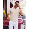 image:imageCOOFANDY Mens Polo Shirts Short Sleeve Casual Knit Polo Shirt Vintage Golf T Shirts Old Money TopsKhaki