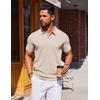 image:imageCOOFANDY Mens Polo Shirts Short Sleeve Casual Knit Polo Shirt Vintage Golf T Shirts Old Money TopsKhaki