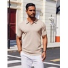image:imageCOOFANDY Mens Polo Shirts Short Sleeve Casual Knit Polo Shirt Vintage Golf T Shirts Old Money TopsKhaki