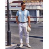 image:imageCOOFANDY Mens Polo Shirts Short Sleeve Casual Knit Polo Shirt Vintage Golf T Shirts Old Money TopsLight Blue  White