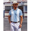 image:imageCOOFANDY Mens Polo Shirts Short Sleeve Casual Knit Polo Shirt Vintage Golf T Shirts Old Money TopsLight Blue  White