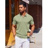 image:imageCOOFANDY Mens Polo Shirts Short Sleeve Casual Knit Polo Shirt Vintage Golf T Shirts Old Money TopsLight Green