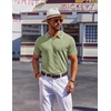 image:imageCOOFANDY Mens Polo Shirts Short Sleeve Casual Knit Polo Shirt Vintage Golf T Shirts Old Money TopsLight Green