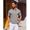 image:imageCOOFANDY Mens Polo Shirts Short Sleeve Casual Knit Polo Shirt Vintage Golf T Shirts Old Money TopsLight Grey