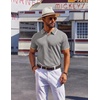 image:imageCOOFANDY Mens Polo Shirts Short Sleeve Casual Knit Polo Shirt Vintage Golf T Shirts Old Money TopsLight Grey