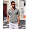 image:imageCOOFANDY Mens Polo Shirts Short Sleeve Casual Knit Polo Shirt Vintage Golf T Shirts Old Money TopsLight Grey