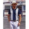 image:imageCOOFANDY Mens Polo Shirts Short Sleeve Casual Knit Polo Shirt Vintage Golf T Shirts Old Money TopsNavy Blue  White