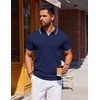 image:imageCOOFANDY Mens Polo Shirts Short Sleeve Casual Knit Polo Shirt Vintage Golf T Shirts Old Money TopsNavy Blue