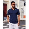 image:imageCOOFANDY Mens Polo Shirts Short Sleeve Casual Knit Polo Shirt Vintage Golf T Shirts Old Money TopsNavy Blue