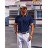 image:imageCOOFANDY Mens Polo Shirts Short Sleeve Casual Knit Polo Shirt Vintage Golf T Shirts Old Money TopsNavy Blue