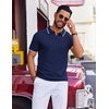 image:imageCOOFANDY Mens Polo Shirts Short Sleeve Casual Knit Polo Shirt Vintage Golf T Shirts Old Money TopsNavy Blue
