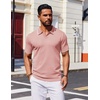 image:imageCOOFANDY Mens Polo Shirts Short Sleeve Casual Knit Polo Shirt Vintage Golf T Shirts Old Money TopsPink