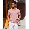 image:imageCOOFANDY Mens Polo Shirts Short Sleeve Casual Knit Polo Shirt Vintage Golf T Shirts Old Money TopsPink