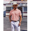 image:imageCOOFANDY Mens Polo Shirts Short Sleeve Casual Knit Polo Shirt Vintage Golf T Shirts Old Money TopsPink