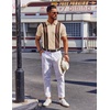 image:imageCOOFANDY Mens Polo Shirts Short Sleeve Casual Knit Polo Shirt Vintage Golf T Shirts Old Money TopsWhite  Brown