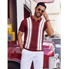 image:imageCOOFANDY Mens Polo Shirts Short Sleeve Casual Knit Polo Shirt Vintage Golf T Shirts Old Money TopsWine Red  White