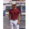 image:imageCOOFANDY Mens Polo Shirts Short Sleeve Casual Knit Polo Shirt Vintage Golf T Shirts Old Money TopsWine Red
