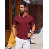 image:imageCOOFANDY Mens Polo Shirts Short Sleeve Casual Knit Polo Shirt Vintage Golf T Shirts Old Money TopsWine Red