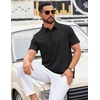 image:imageCOOFANDY Mens Polo Shirts Short Sleeve Casual Summer Polo Tee Classic Collared Golf Stylish Tops02black Solid