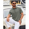 image:imageCOOFANDY Mens Polo Shirts Short Sleeve Casual Summer Polo Tee Classic Collared Golf Stylish TopsArmy Green