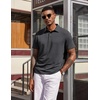 image:imageCOOFANDY Mens Polo Shirts Short Sleeve Casual Summer Polo Tee Classic Collared Golf Stylish TopsDark Grey