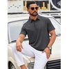image:imageCOOFANDY Mens Polo Shirts Short Sleeve Casual Summer Polo Tee Classic Collared Golf Stylish TopsDark Grey